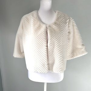 WHBM Ecru Faux Fur Bolero
